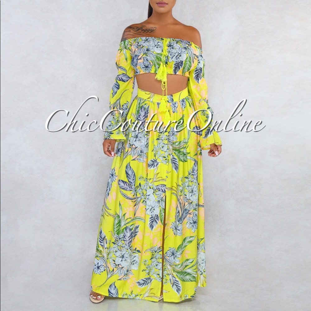 Off The Shoulder Skirt Set 🍋🌴